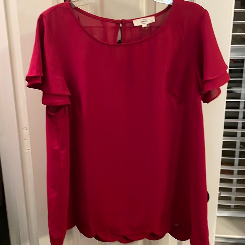 Red Short Sleeve Blouse